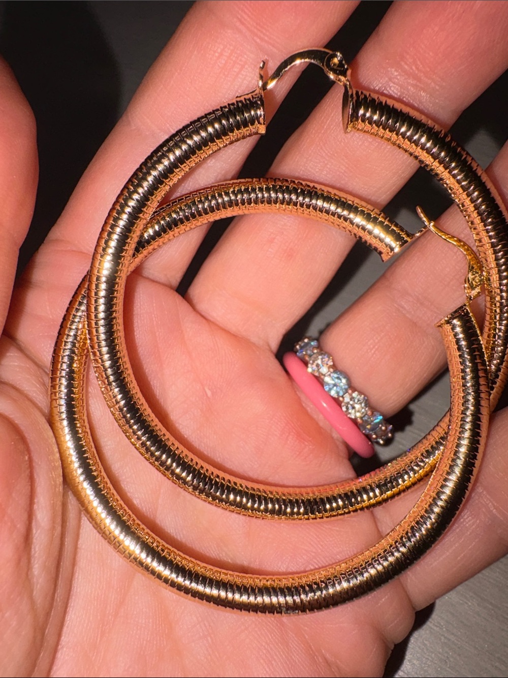 Jewelry‎ 18 k gold plated, Textured Hoop Earrings